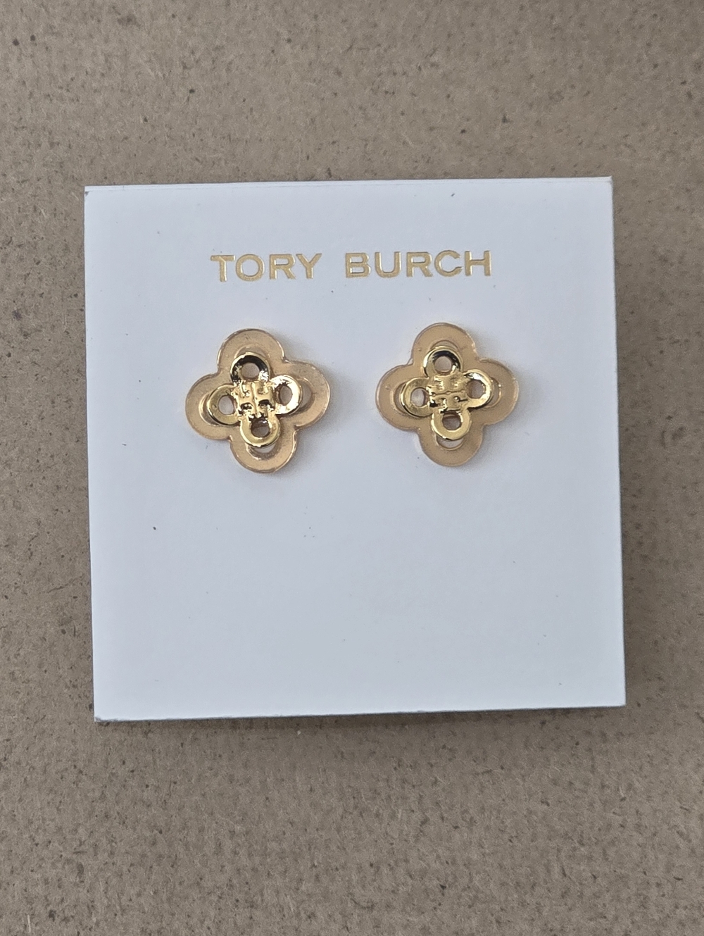 Tory Burch Gold Floral Logo Stud Earrings
